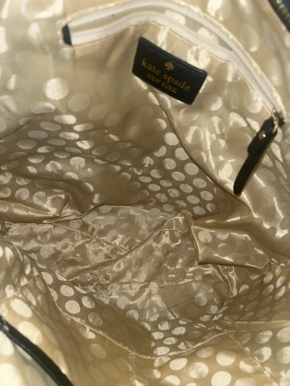 Kate Spade Black Sunflower Glitter Bottom Large Tote Bag Zip Top